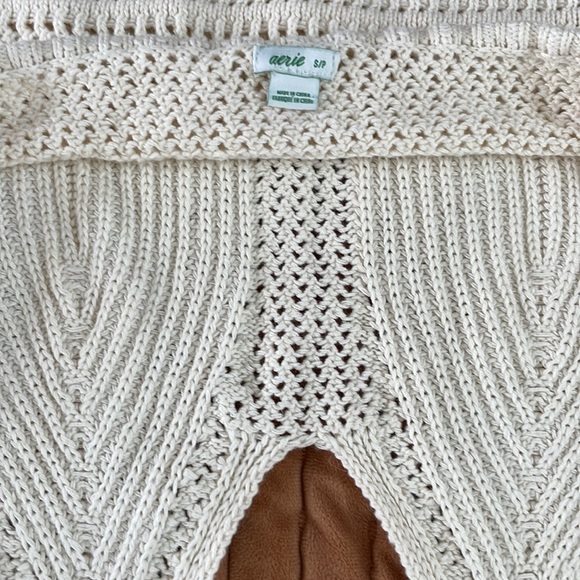 Aerie S cream crop crochet knit tank - Picture 3 of 5